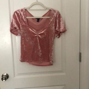 CRUSHED VELEVET PINK FOREVER 21 TOP